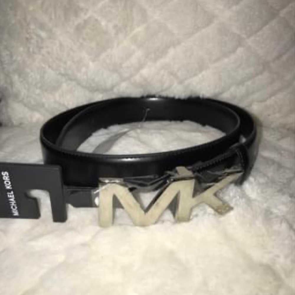 Michael Kors Men Hardware Belt Black & Silver Signature Size 34- 85 cm. NWT - Picture 4 of 12